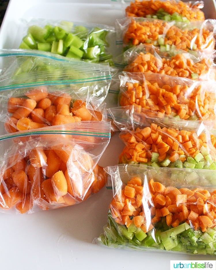 costco meal prep plan: chopped carrots and celery