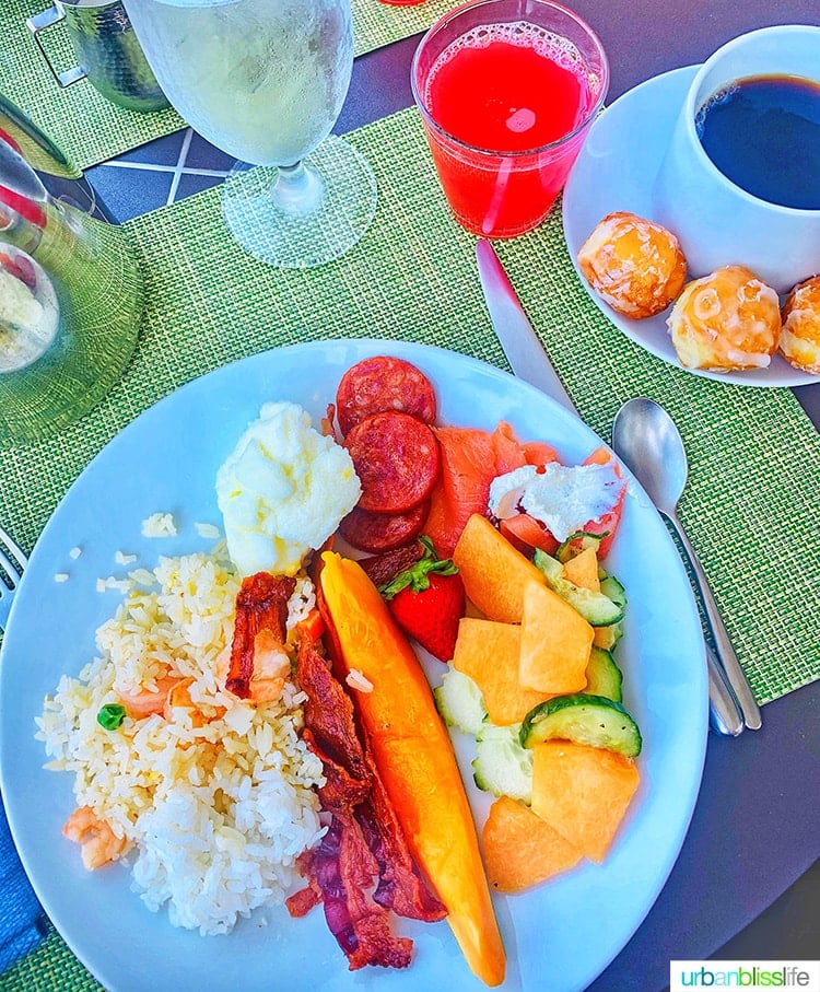 breakfast buffet plate at Fairmont Kea Lani Resort Maui