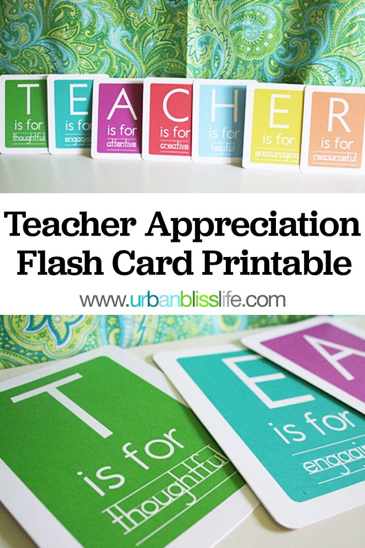 Teacher Appreciation Printable Flash Cards