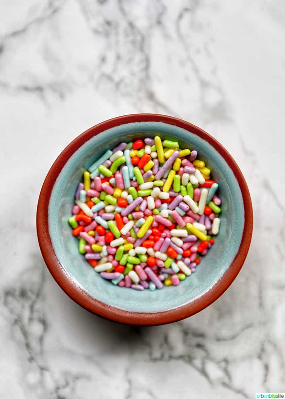 colorful sprinkles in a bowl