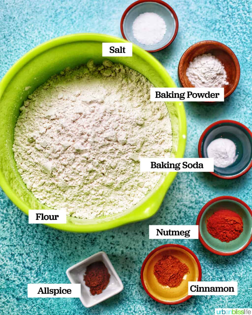 ingredients for apple cinnamon donut flour mix