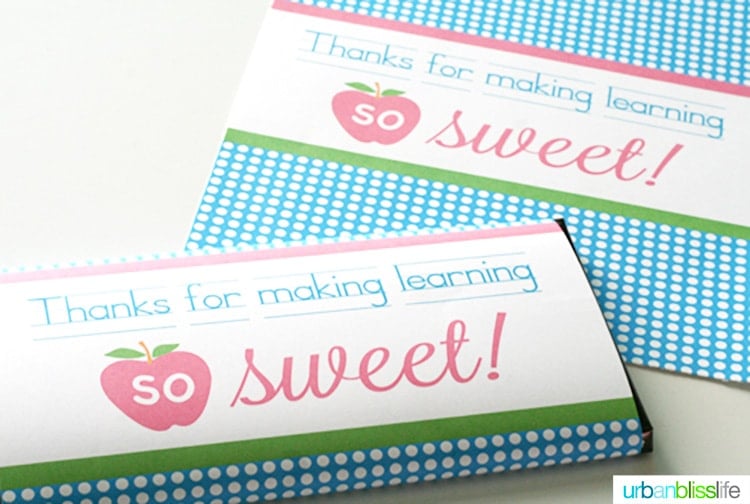 Printable Candy Bar Wrappers for Teacher Appreciation