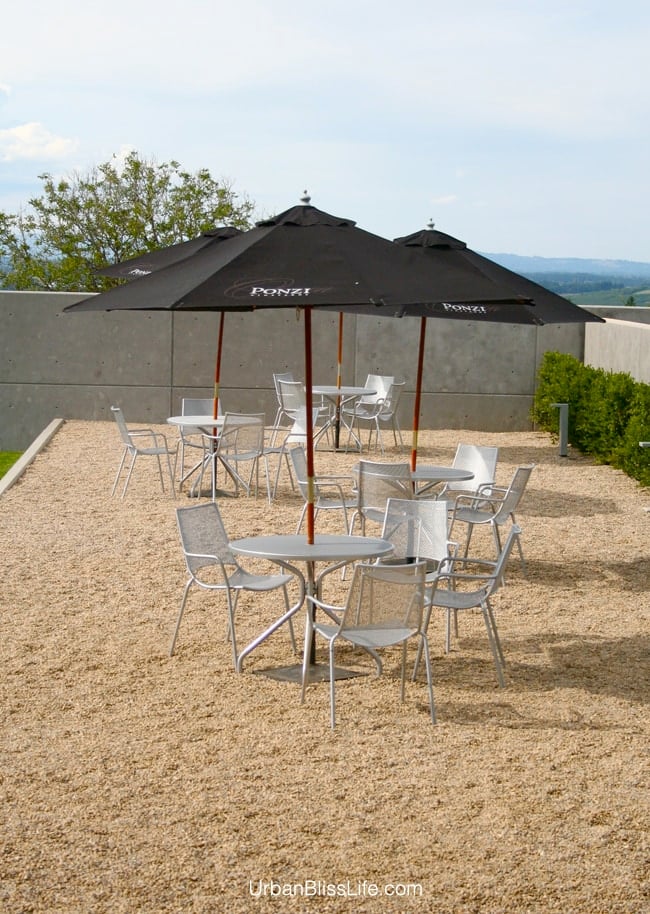 Ponzi winery patio seating