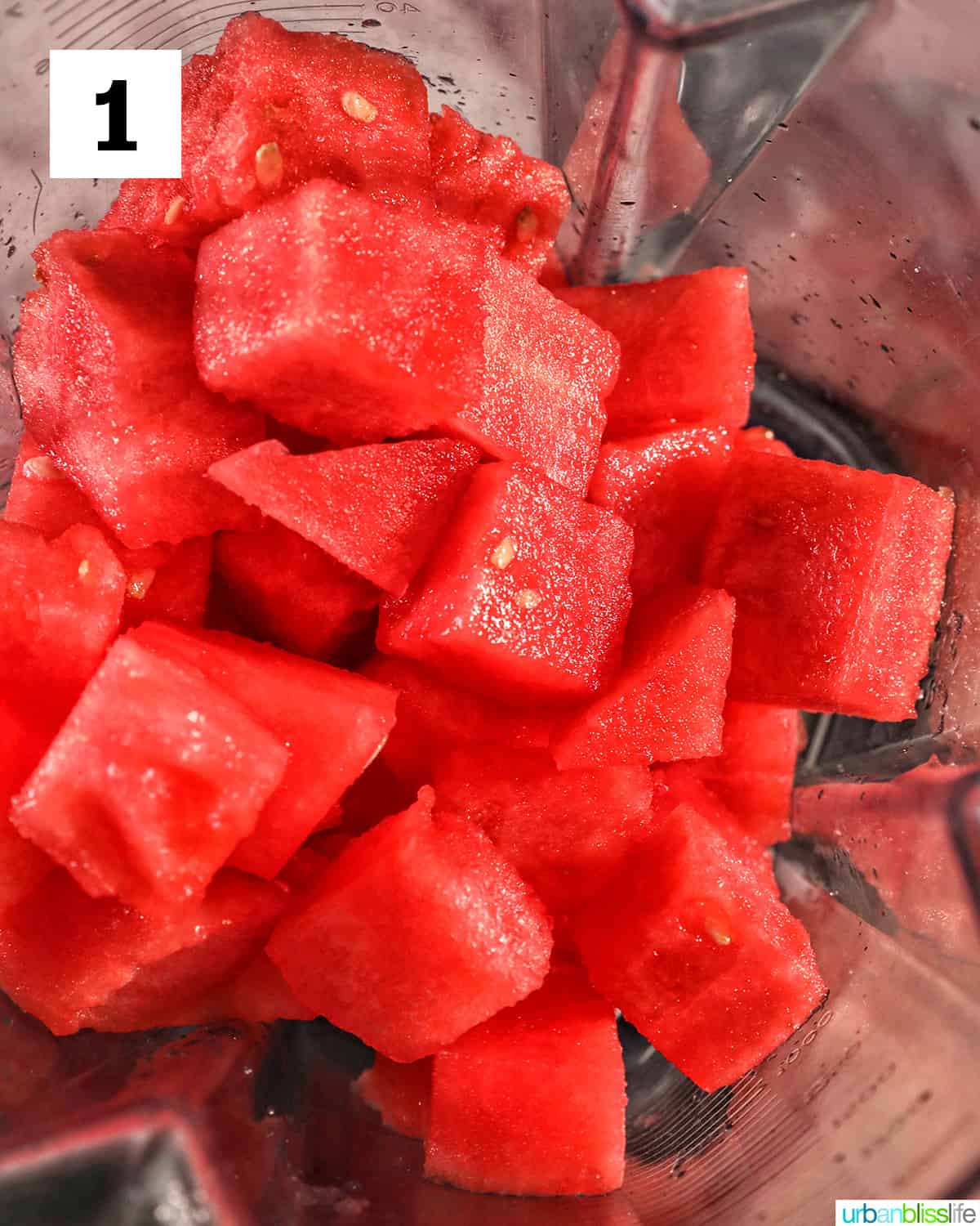 lots of watermelon chunks in a blender.