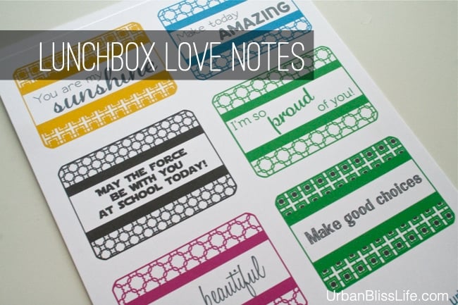 Lunchbox Love Notes Printables by Urban Bliss