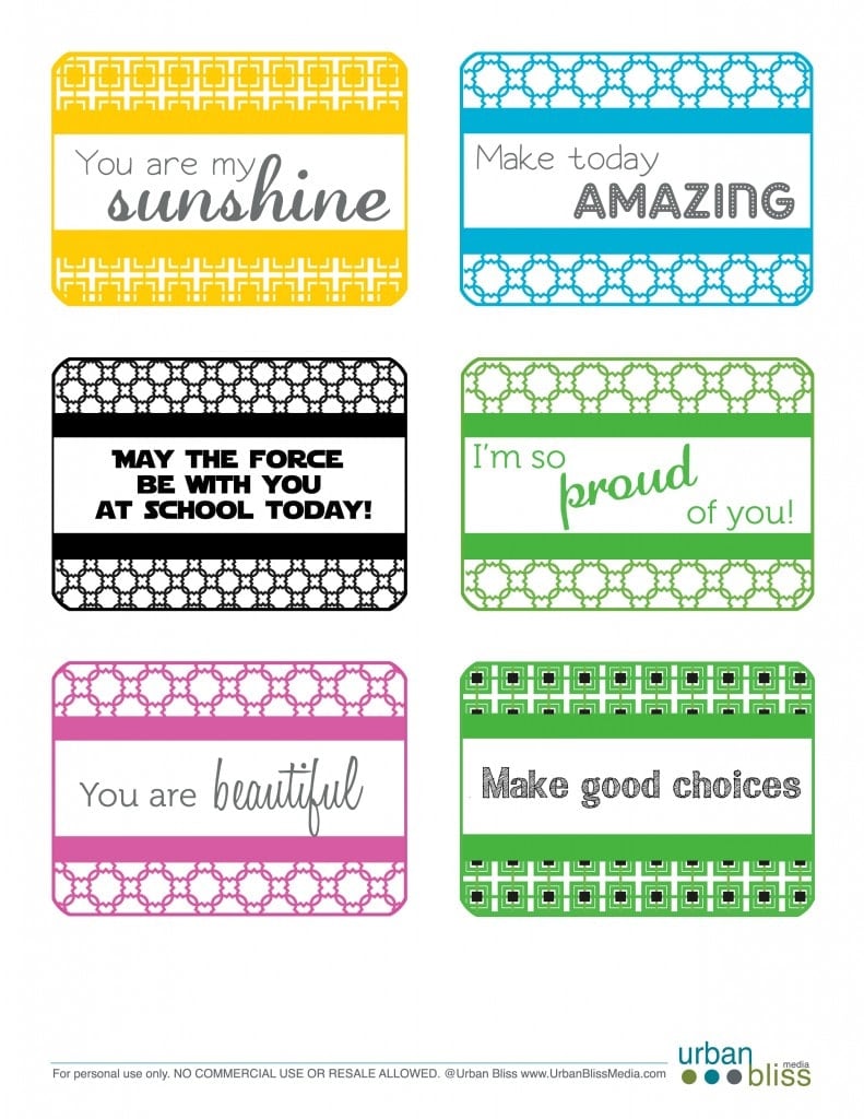 Lunchbox Love Notes by Urban Bliss 