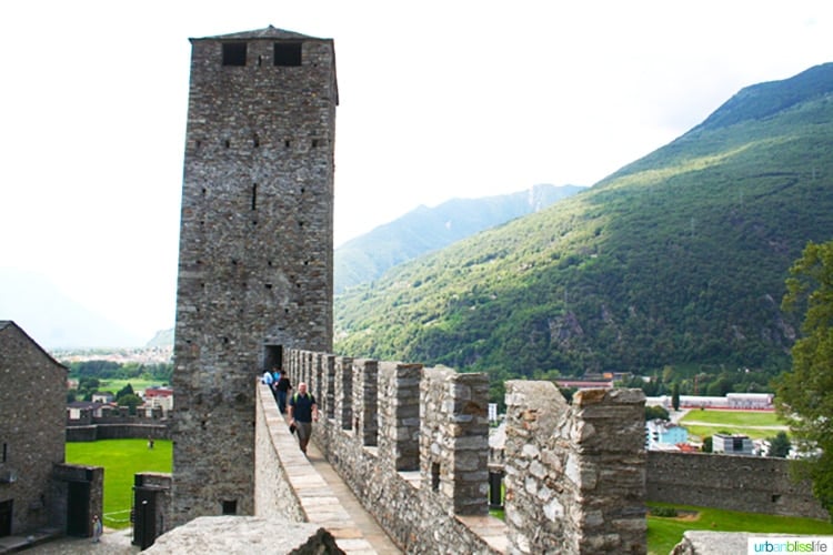 top tower walls of Castles of Bellinzona 