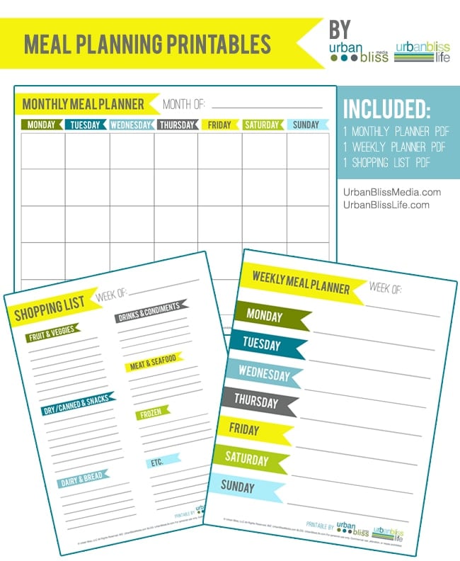 Printable Meal Planner set