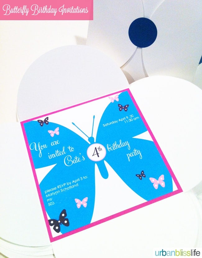 Butterfly birthday invitations