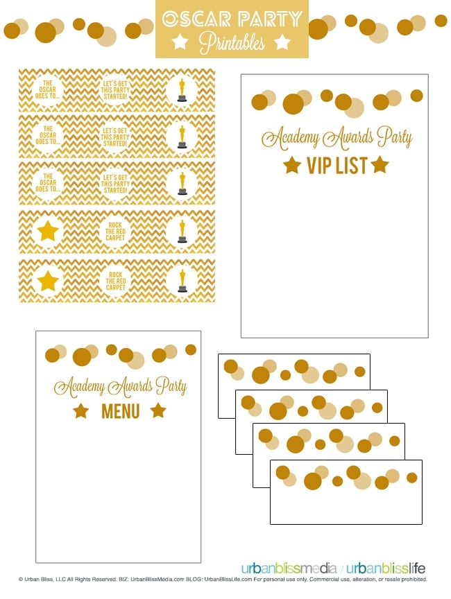 Oscar Party Printables Set by UrbanBlissLife