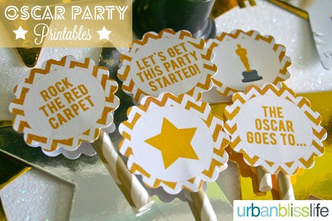 Academy Awards Party Cupcake Toppers Gift Tag Printables