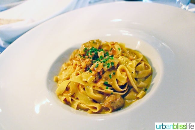 Tagliatelle pasta at Mucca Osteria restaurant in Portland, Oregon