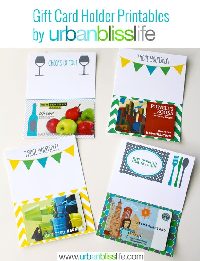 Gift Card Holder Printables by Urban Bliss Media