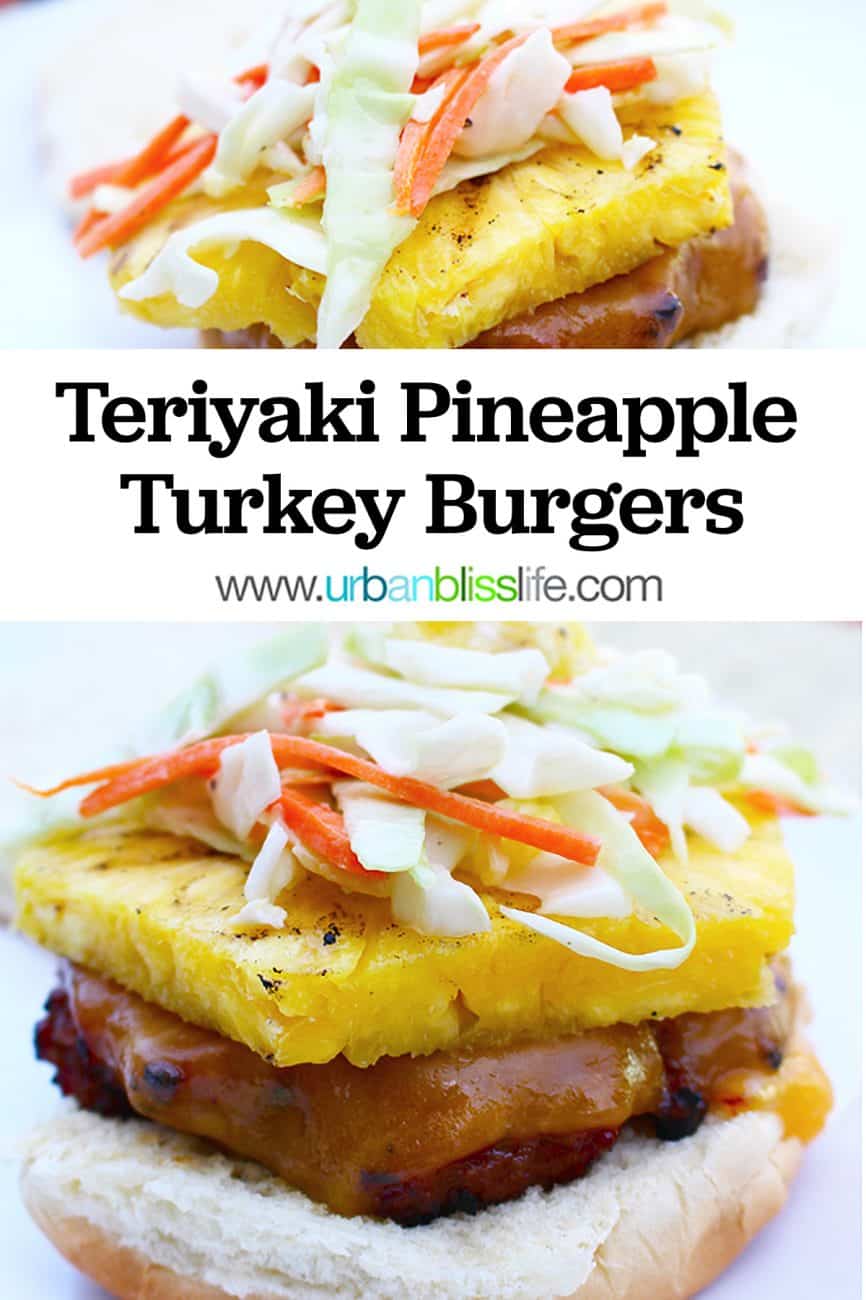 main graphic for teriyaki turkey burger with asian pineapple slaw