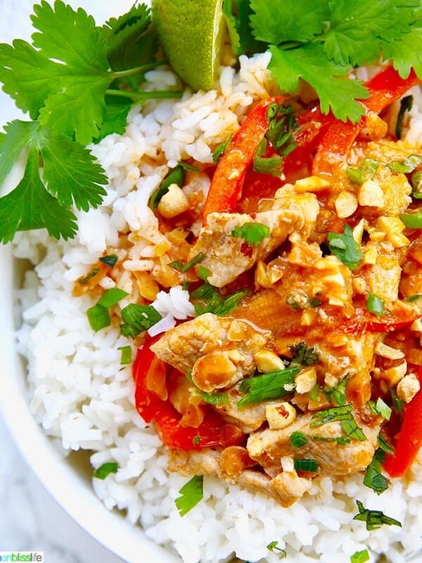 close up of thai peanut curry recipe