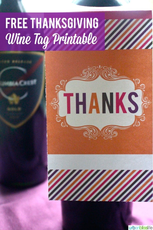 Free Thanksgiving printables | Free Wine Tag Printables