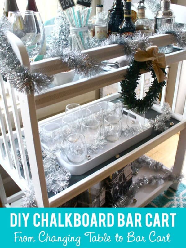 DIY Chalkboard Bar Cart | UrbanBlissLife.com