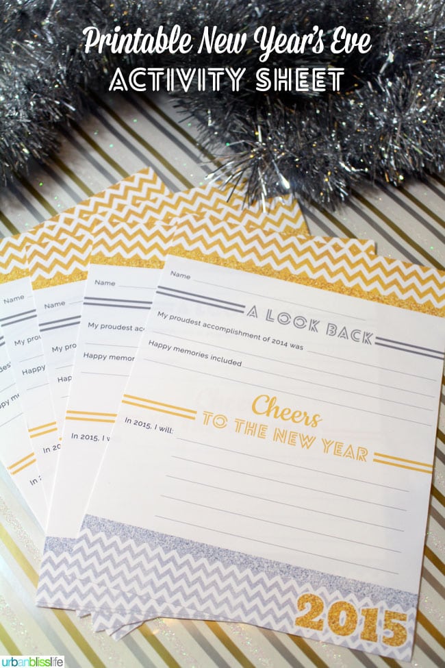 Free Printable New Year's Eve Activity Sheet