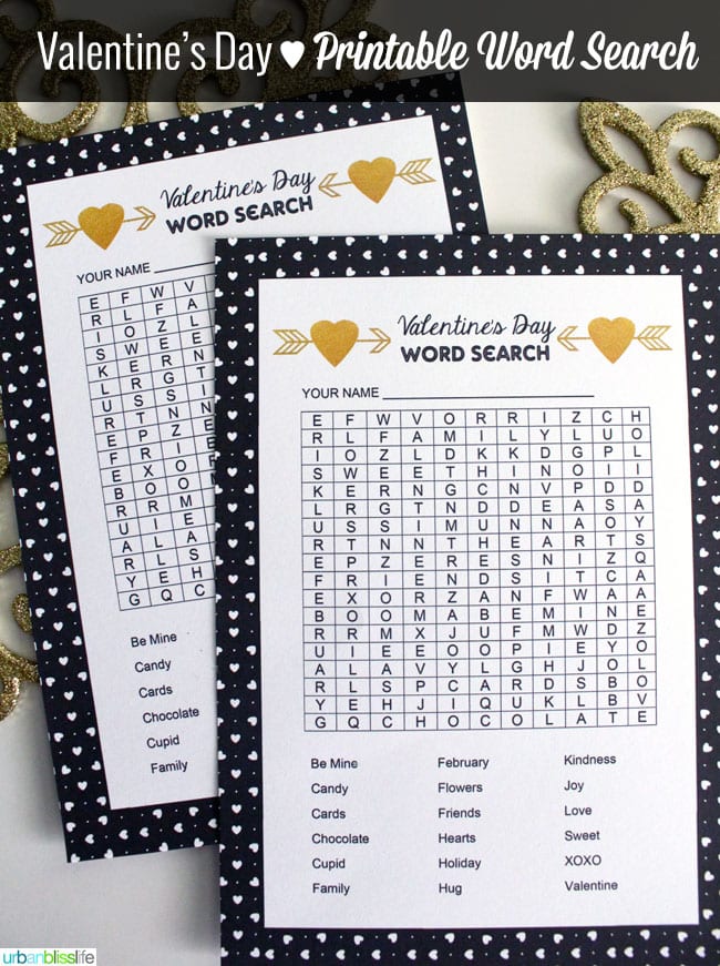 Free Printable Valentine Cards - word search activities
