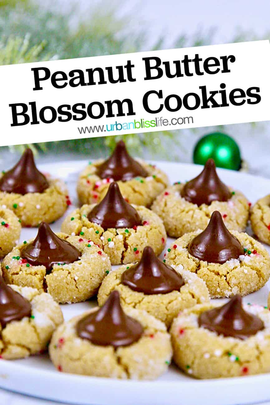 Peanut Butter Blossom Cookies with title text