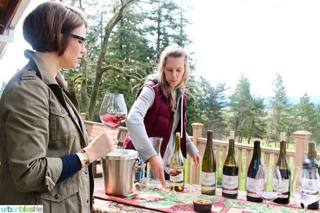 people setting up wine tasting