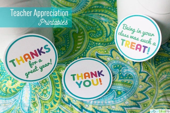 Teacher Appreciation Rainbow Treat Printables