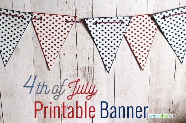 4th of July Printable Banner on UrbanBlissLife.com