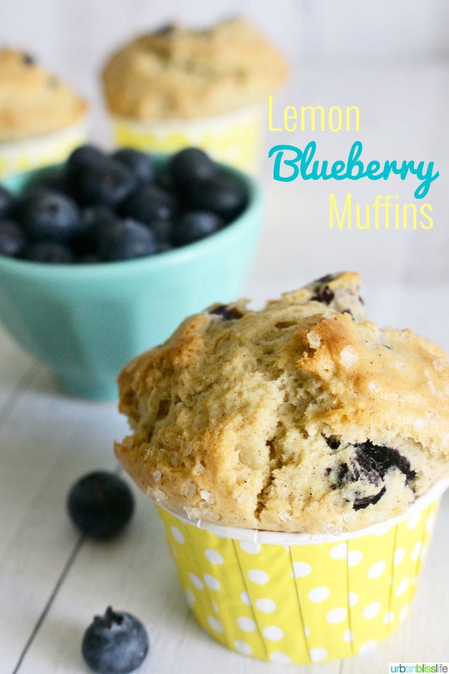 Lemon Blueberry Muffins recipe on UrbanBlissLife.com