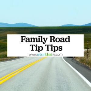 highway in the Pacific Northwest with title text that reads "Family Road Trip Tips."