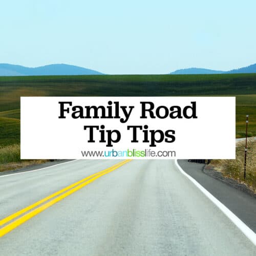 highway in the Pacific Northwest with title text that reads "Family Road Trip Tips."