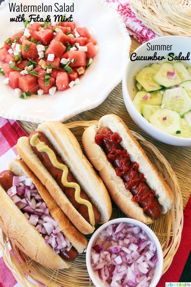 Summer Side Salads with hot dogs
