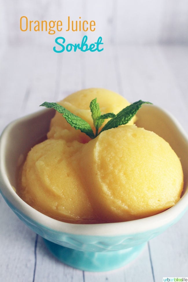 Orange Juice Sorbet recipe on UrbanBlissLife.com