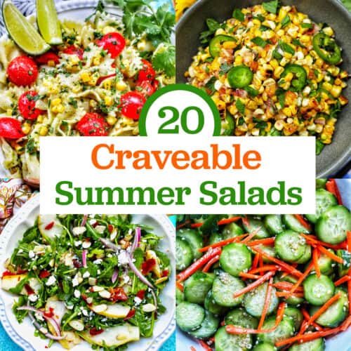 Craveable Summer Salads recipes with title text overlay.