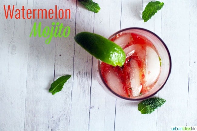 Watermelon Mojito cocktail recipe on UrbanBlissLife.com