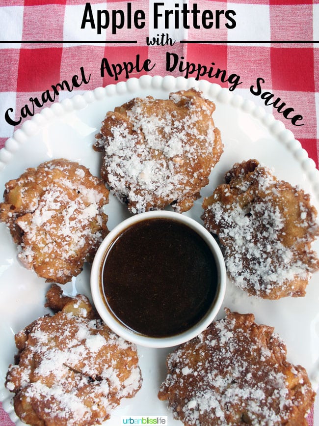 Apple Fritter Recipe with Caramel Apple Dipping Sauce on UrbanBlissLife.com