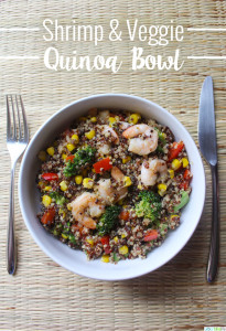 Shrimp & Veggie Quinoa Bowl recipe on UrbanBlissLife.com