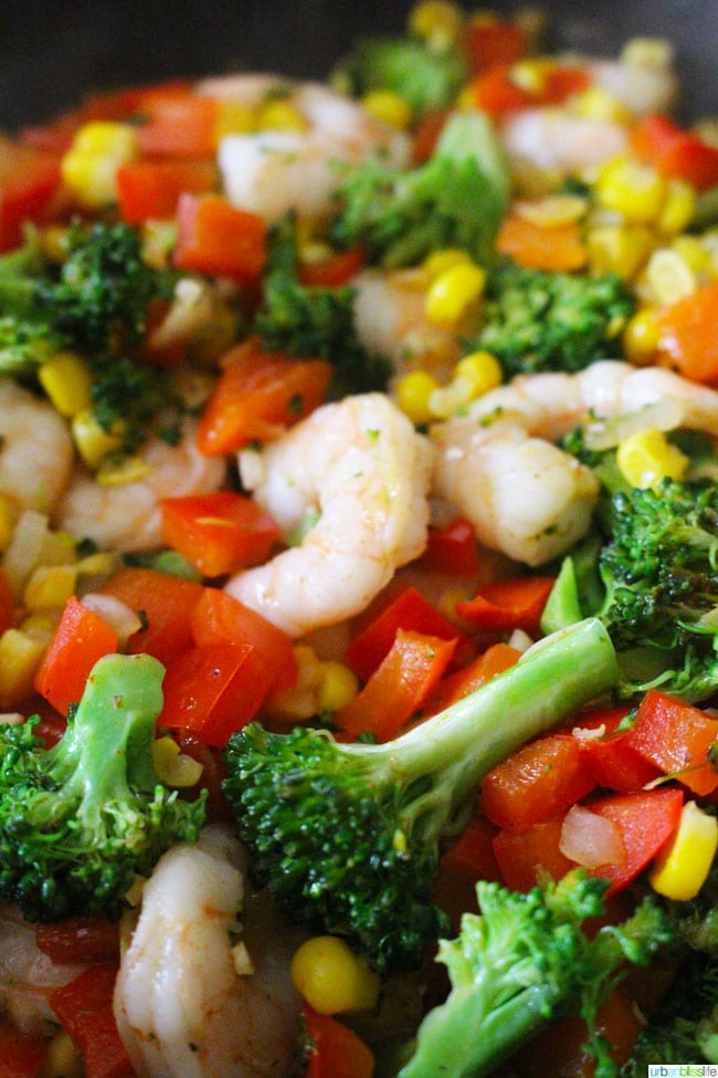 Shrimp Quinoa Bowl with mixed vegetables