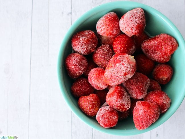 frozen strawberries in a bowl