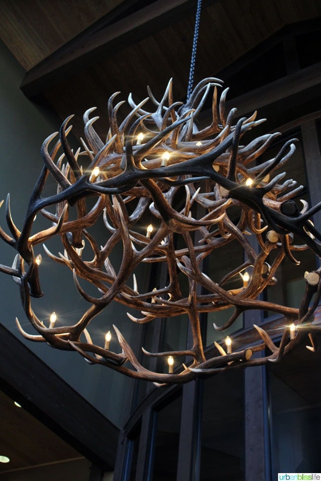 antler chandelier at red lion hotel in Kalispell Montana