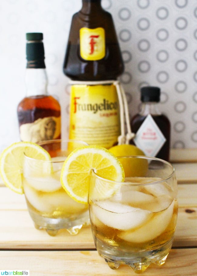 Hazelnut Bourbon Sour cocktail with Frangelico and lemon