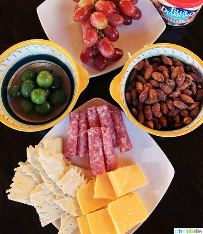 cheese and meat and nut tray on UrbanBlissLife.com