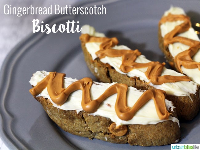 Gingerbread Butterscotch Biscotti recipe on UrbanBlissLife.com