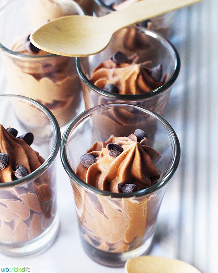 tray of dairy-free vegan chocolate mousse