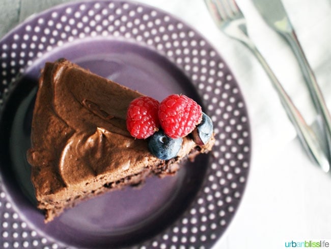 Amazing Vegan Chocolate Cake recipe on UrbanBlissLife.com