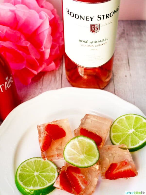 Rosรฉ Strawberry Lime Jello Shots recipe on UrbanBlissLife.com