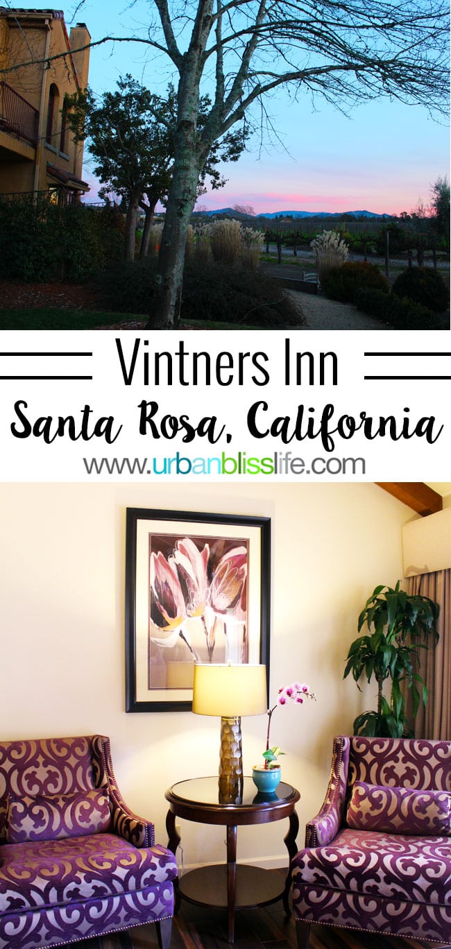 Vintners Inn in Healdsburg, California is a romantic hotel perfect for your Sonoma Wine Country weekend. Details on UrbanBlissLife.com
