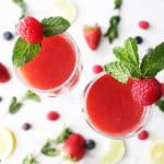Raspberry Lime Bellini cocktail recipe in UrbanBlissLife.com