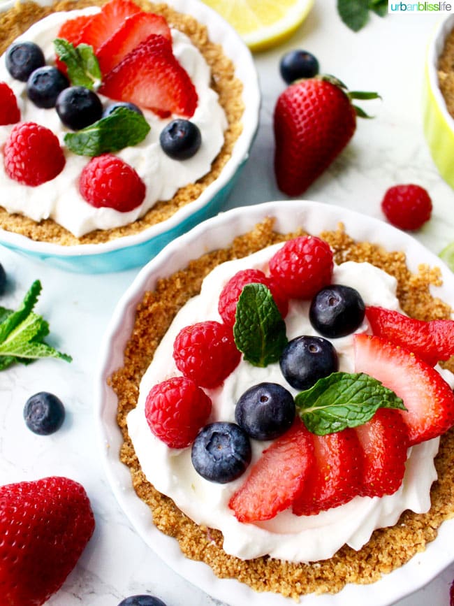 Mini Fruit Tarts with strawberries and blueberries