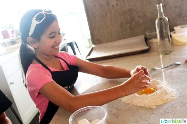 girl making pasta