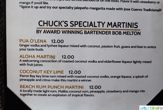 martini menu